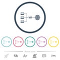 Network address translation flat color icons in round outlines