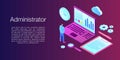 Network administrator concept banner, isometric style