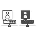 Network adminstrator line and glyph icon. Server administrator vector illustration isolated on white. Network admin