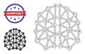 Triangular Mesh AI Structure Icon and Textured Bicolor Competency Seal