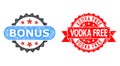 Grunge Vodka Free Stamp Seal and Hatched Bonus Tag Icon Royalty Free Stock Photo