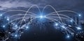 Network business conection system on Singapore smart city scape Royalty Free Stock Photo