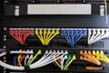 network cabinet with ethernet cable assemblies Royalty Free Stock Photo