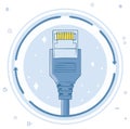 Network cable connection icon within a circular design, technological concept Royalty Free Stock Photo