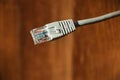 Network cable connector RJ45 close up view. Royalty Free Stock Photo
