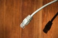 Network cable connector RJ45 close up view. Royalty Free Stock Photo