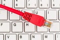 Network cable on keyboard Royalty Free Stock Photo
