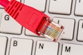 Network cable on keyboard Royalty Free Stock Photo