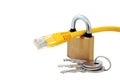 Network Cable, Lock and Keys Royalty Free Stock Photo