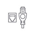 Network cable and socket line icon concept. Network cable and socket vector linear illustration, symbol, sign Royalty Free Stock Photo