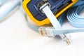 Network cable tester for RJ45 connectors Royalty Free Stock Photo