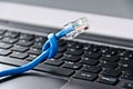 Network cable tied into knot Royalty Free Stock Photo