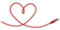 Network cable twisted in the shape of the heart Royalty Free Stock Photo