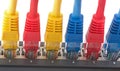 Network cables connected to router Royalty Free Stock Photo