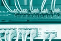 Network cables connected to a switch Royalty Free Stock Photo