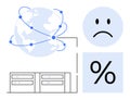 Global Network Challenges and Data Performance Issues with Server Connections, Sad Face, and Percentage Icon Royalty Free Stock Photo