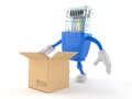 Network character with open cardboard box Royalty Free Stock Photo