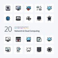20 Network And Cloud Computing Line Filled Color icon Pack like image cloud server technology connection Royalty Free Stock Photo