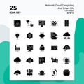25 Network Cloud Computing And Smart City Icon Set. 100% Editable EPS 10 Files. Business Logo Concept Ideas Solid Glyph icon Royalty Free Stock Photo