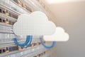 Network cloud icon connected to data server infrastructure Royalty Free Stock Photo