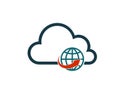 Global network cloud icon isolated vector computer technology internet sign image