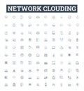 Network clouding vector line icons set. Network, Clouding, Cloud, Computing, Networking, Virtualization, Storage Royalty Free Stock Photo