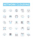 Network clouding vector line icons set. Network, Clouding, Cloud, Computing, Networking, Virtualization, Storage