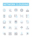 Network clouding vector line icons set. Network, Clouding, Cloud, Computing, Networking, Virtualization, Storage