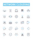 Network clouding vector line icons set. Network, Clouding, Cloud, Computing, Networking, Virtualization, Storage Royalty Free Stock Photo