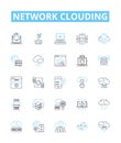 Network clouding vector line icons set. Network, Clouding, Cloud, Computing, Networking, Virtualization, Storage Royalty Free Stock Photo