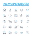 Network clouding vector line icons set. Network, Clouding, Cloud, Computing, Networking, Virtualization, Storage Royalty Free Stock Photo