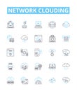 Network clouding vector line icons set. Network, Clouding, Cloud, Computing, Networking, Virtualization, Storage