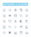 Network clouding vector line icons set. Network, Clouding, Cloud, Computing, Networking, Virtualization, Storage Royalty Free Stock Photo