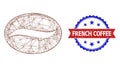 Network Coffee Grain Web Mesh and Scratched Bicolor French Coffee Stamp Seal
