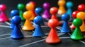 Network of Colorful Game Pieces Interconnectedness and Strategy at Play Royalty Free Stock Photo