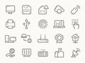 Network Communication and Electronics Line Icons Royalty Free Stock Photo