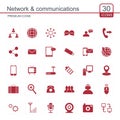 Network and Communication icons set vector Royalty Free Stock Photo