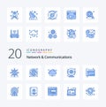 20 Network And Communications Blue Color icon Pack like documents share online folder computer Royalty Free Stock Photo
