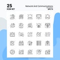 25 Network And Communications Icon Set. 100% Editable EPS 10 Files. Business Logo Concept Ideas Line icon design Royalty Free Stock Photo