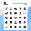 25 Network And Communications Icon Set. 100% Editable EPS 10 Files. Business Logo Concept Ideas Solid Glyph icon design Royalty Free Stock Photo
