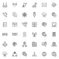 Network and Communications line icons set