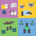 Network, computer, server ,business, technology, database and security icons Royalty Free Stock Photo