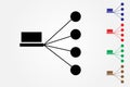 Network of computers for laboratory work in different organization vector