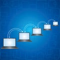 Network concept - different laptops connected toge Royalty Free Stock Photo