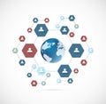 Network concept with hexagons Royalty Free Stock Photo