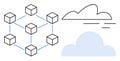 Network of Connected Blocks with Cloud Elements Representing Blockchain and Cloud Computing Concepts Royalty Free Stock Photo