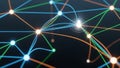 Network of Connected Glowing Nodes and Lines Representing Data or Connections on a Dark Background Royalty Free Stock Photo