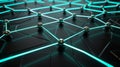 Network Connection: Abstract Tech Background With Neon Lines And Nodes Royalty Free Stock Photo