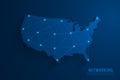 Network connection background, blue USA map, vector Royalty Free Stock Photo