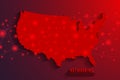 Network connection background, red USA map, vector Royalty Free Stock Photo